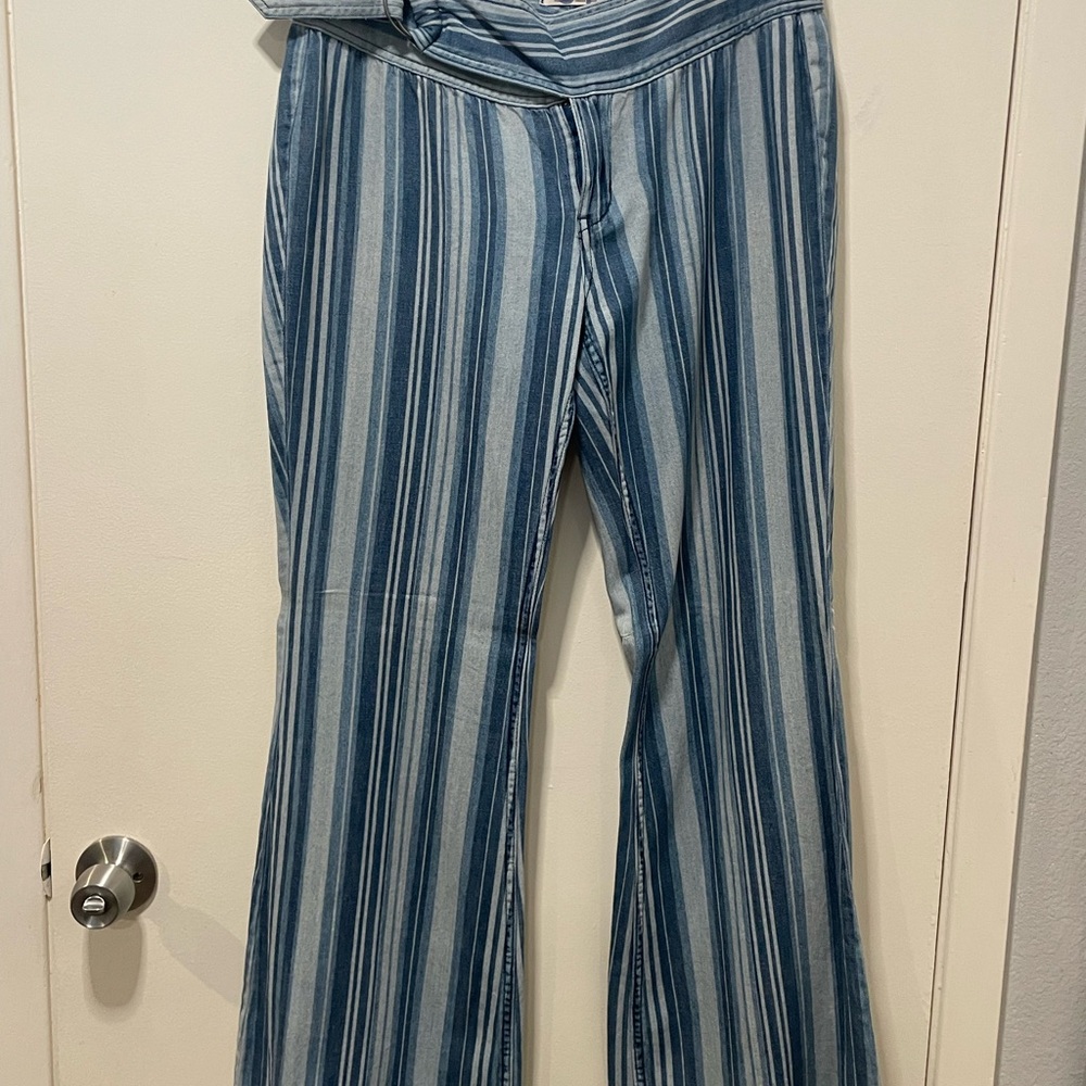 We The Free Blue and White Striped Top